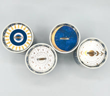Load image into Gallery viewer, Beautiful Gold, Blue & White Ceramic "Evil Eye" Candle