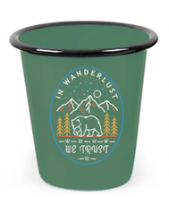 Load image into Gallery viewer, Reusable Enamel Pine Scented Candle- In Wanderlust We Trust