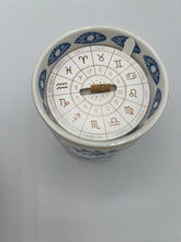 Load image into Gallery viewer, Beautiful Gold, Blue & White Ceramic "Evil Eye" Candle