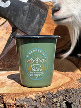 Load image into Gallery viewer, Reusable Enamel Pine Scented Candle- In Wanderlust We Trust