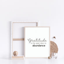 Load image into Gallery viewer, Gratitude is the open door to abundance quote wall art, Inspirational art poster