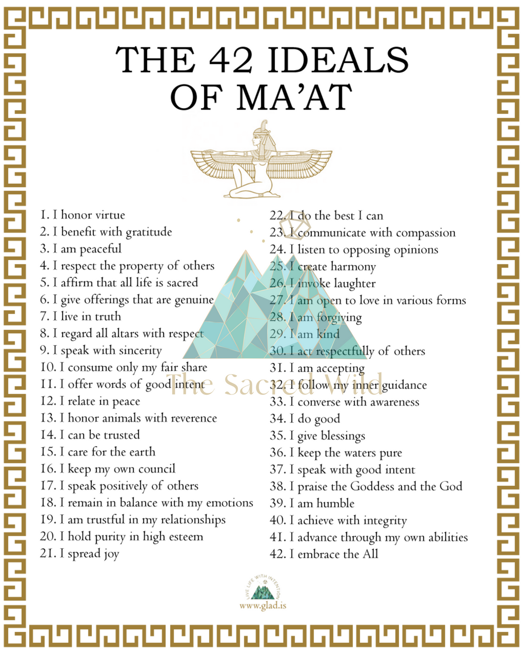 The 42 Ideals of Ma'at Poster - Digital Download