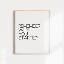 Load image into Gallery viewer, "Remember Why You Started" inspirational quote wall poster