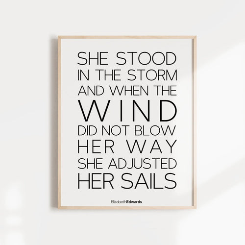 she stood in the wind inspirational quote wall poster