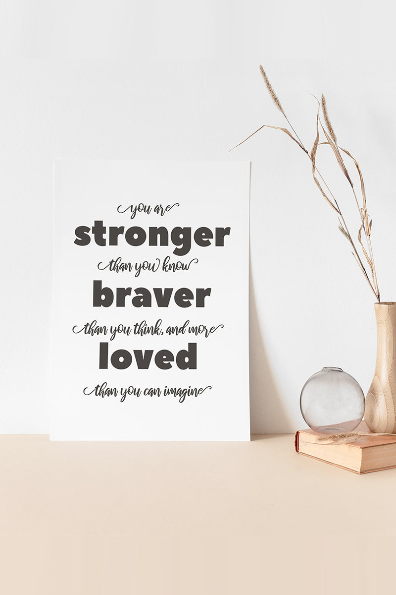 You are stronger than you know, braver than you think, and more loved than you can imagine quote