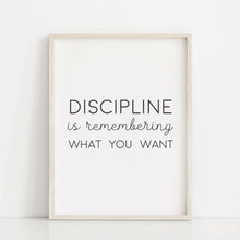 Load image into Gallery viewer, Discipline is remembering what you want Motivational Art Poster
