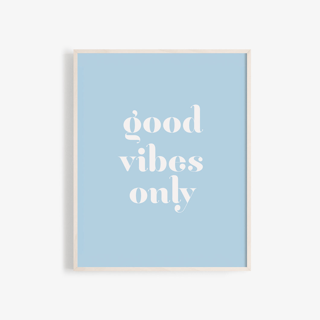 Good Vibes Only Wall Poster in blue