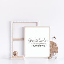 Load image into Gallery viewer, Gratitude is the open door to abundance quote wall art, Inspirational art poster
