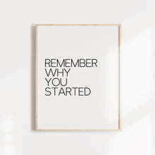 Load image into Gallery viewer, &quot;Remember Why You Started&quot; inspirational quote wall poster
