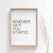 Load image into Gallery viewer, &quot;Remember Why You Started&quot; motivational quote wall poster
