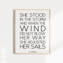 Load image into Gallery viewer, she stood in the wind inspirational quote wall poster
